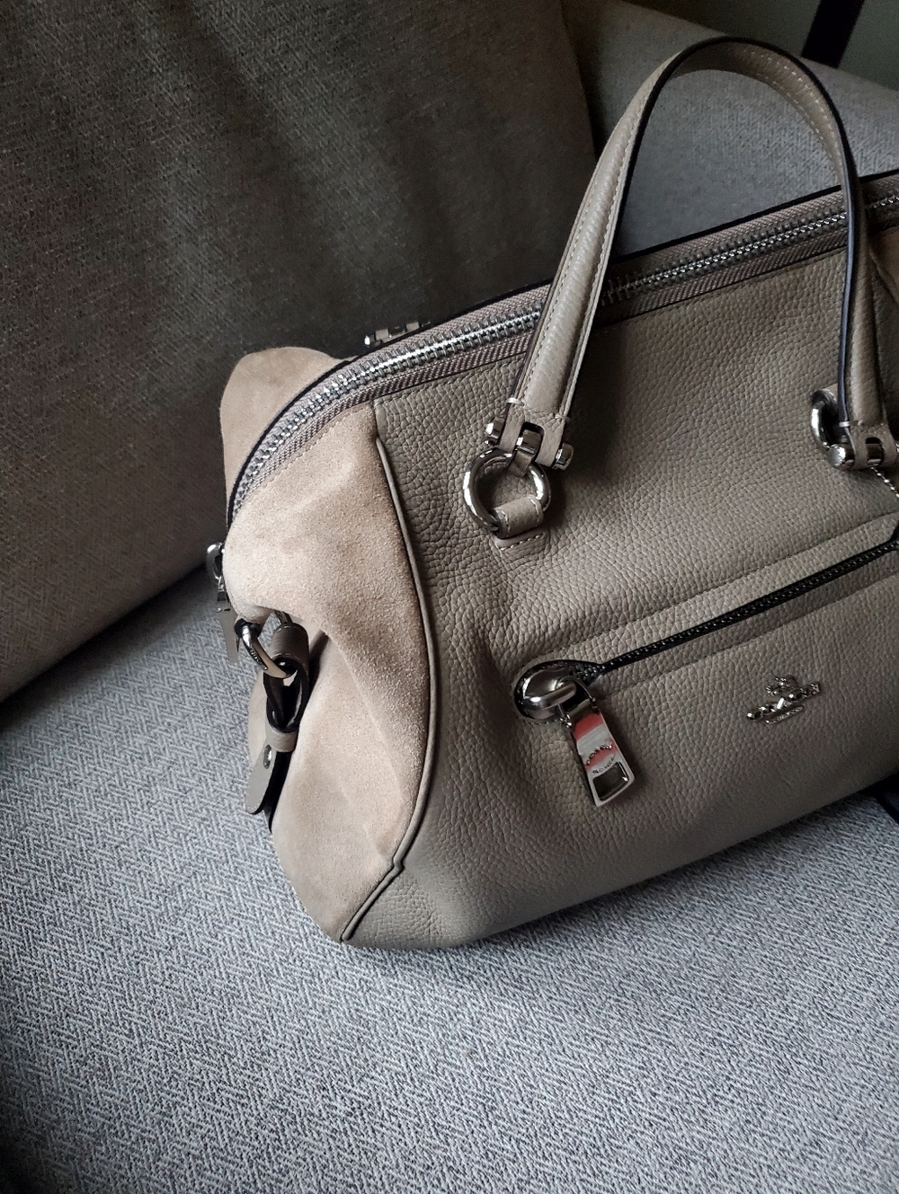 Coach Primrose Beige Taupe Leather Satchel Carryall Bag - Picture 14 of 15
